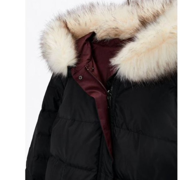 Zara Reversible Duck Down Oversized Relaxed Faux Fur Hood Puffer Jacket S - Picture 4 of 15